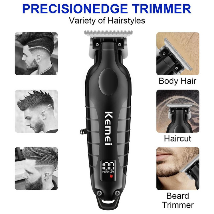 ماشین اصلاح موی سر و صورت کیمی مدل KM-2293 با تیغه کربن استیل خودتیز شونده، موتور 6000 دور در دقیقه، طراحی ارگونومیک،...