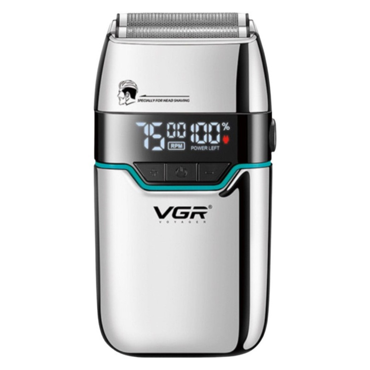 ماشین اصلاح موی صورت شارژی وی جی ار مدل V-350 با تیغه تیتانیوم، اصلاح صفر میلی متر، باتری لیتیومی 1200 میلی آمپر، نما...
