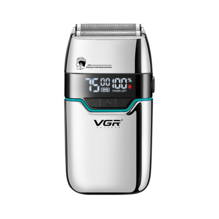 ماشین اصلاح موی صورت شارژی وی جی ار مدل V-350 با تیغه تیتانیوم، اصلاح صفر میلی متر، باتری لیتیومی 1200 میلی آمپر، نما...