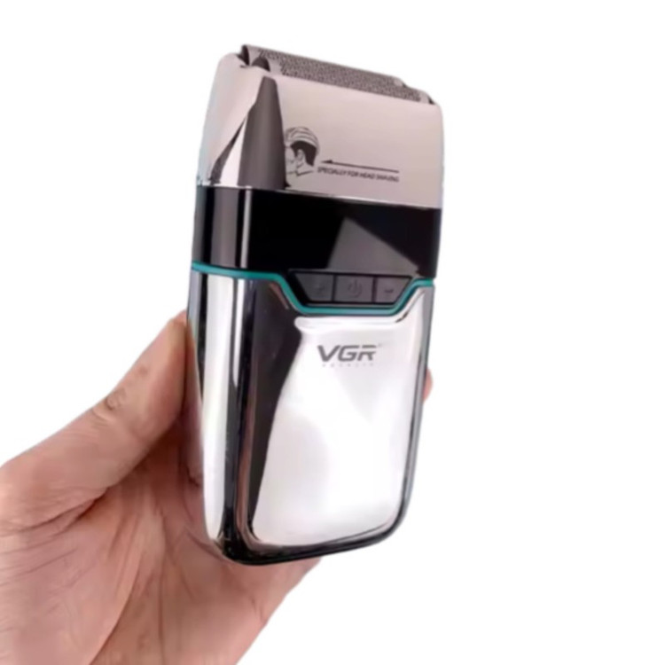 ماشین اصلاح موی صورت شارژی وی جی ار مدل V-350 با تیغه تیتانیوم، اصلاح صفر میلی متر، باتری لیتیومی 1200 میلی آمپر، نما...