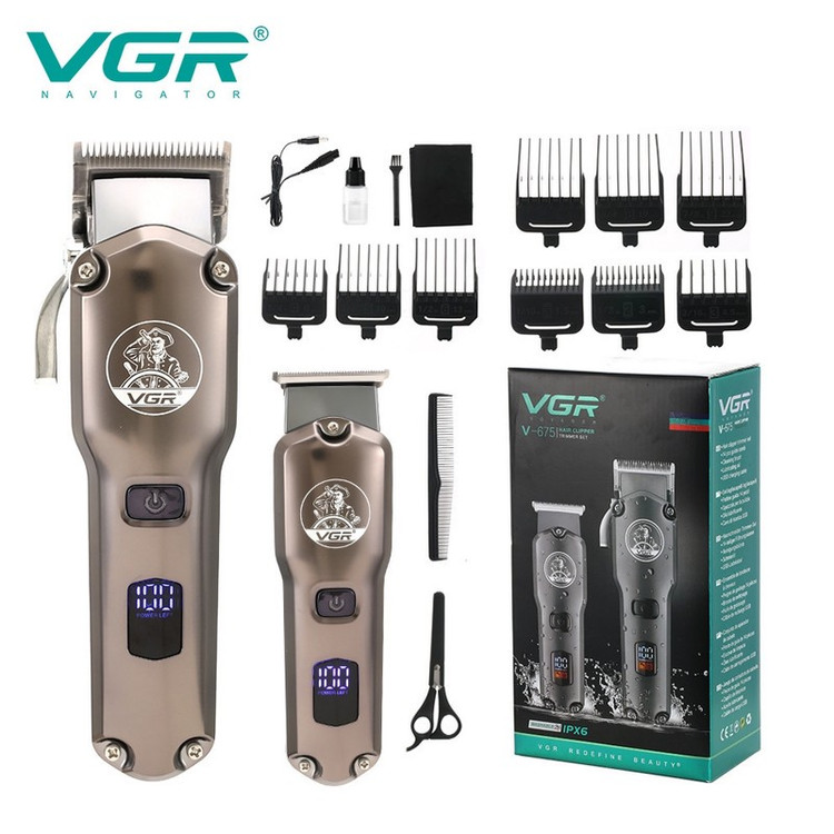 ماشین اصلاح موی سر و صورت وی جی ار مدل V-675 مجموعه 2 عددی