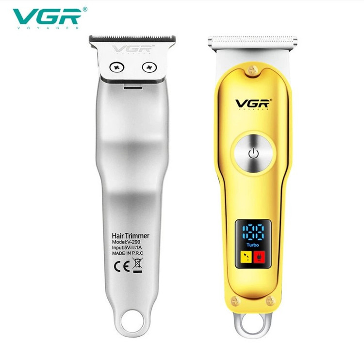 ماشین اصلاح موی سر و صورت وی جی ار مدل V-290 با تیغه استیل ضد زنگ، نمایشگر دیجیتال، قابلیت دو سرعته، منبع تغذیه برق و...