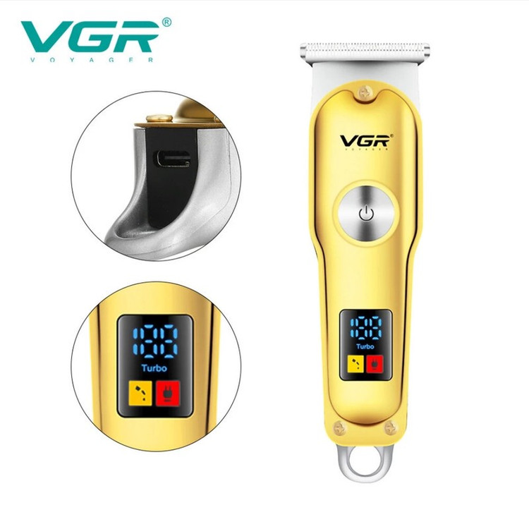 ماشین اصلاح موی سر و صورت وی جی ار مدل V-290 با تیغه استیل ضد زنگ، نمایشگر دیجیتال، قابلیت دو سرعته، منبع تغذیه برق و...