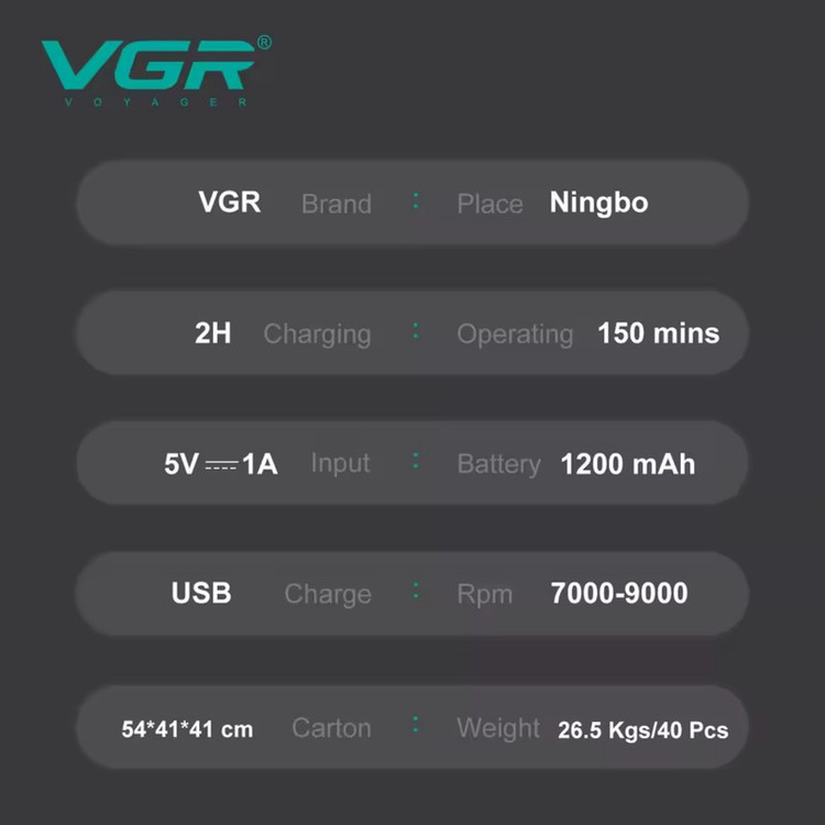 ماشین اصلاح موی سر و صورت شارژی وی جی ار مدل V-308