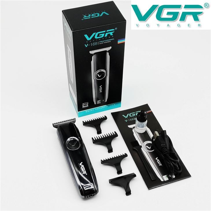 ماشین اصلاح موی بدن و صورت وی جی ار مدل V-168 با تیغه استیل ضد زنگ، طراحی ارگونومیک، شارژ USB، قابلیت تنظیم سرعت و شا...