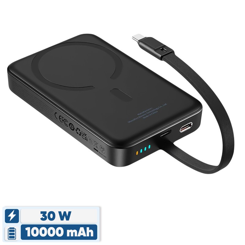 پاوربانک بی سیم 30 وات باسئوس مدل Magnetic Mini ظرفیت 10000 میلی آمپر ساعت