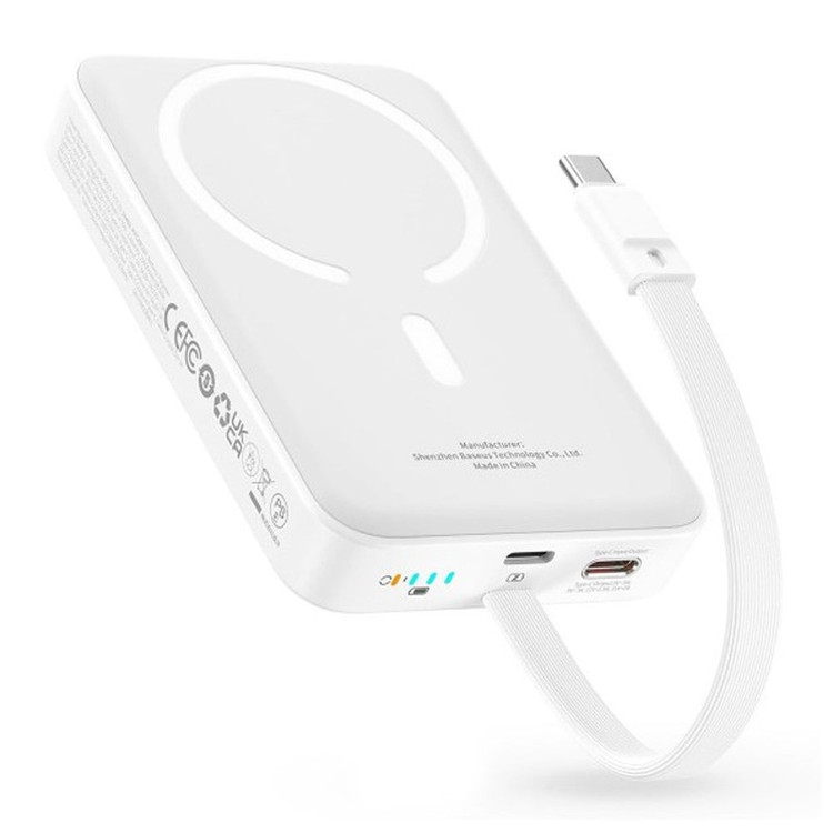 پاوربانک بی سیم 30 وات باسئوس مدل Magnetic Mini ظرفیت 10000 میلی آمپر ساعت