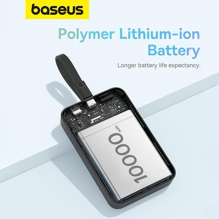 پاوربانک بی سیم 30 وات باسئوس مدل Magnetic Mini ظرفیت 10000 میلی آمپر ساعت