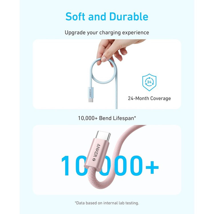 کابل تبدیل USB-C به USB-C انکر مدل Zolo A8060 طول 0.9 متر با توان 240 وات