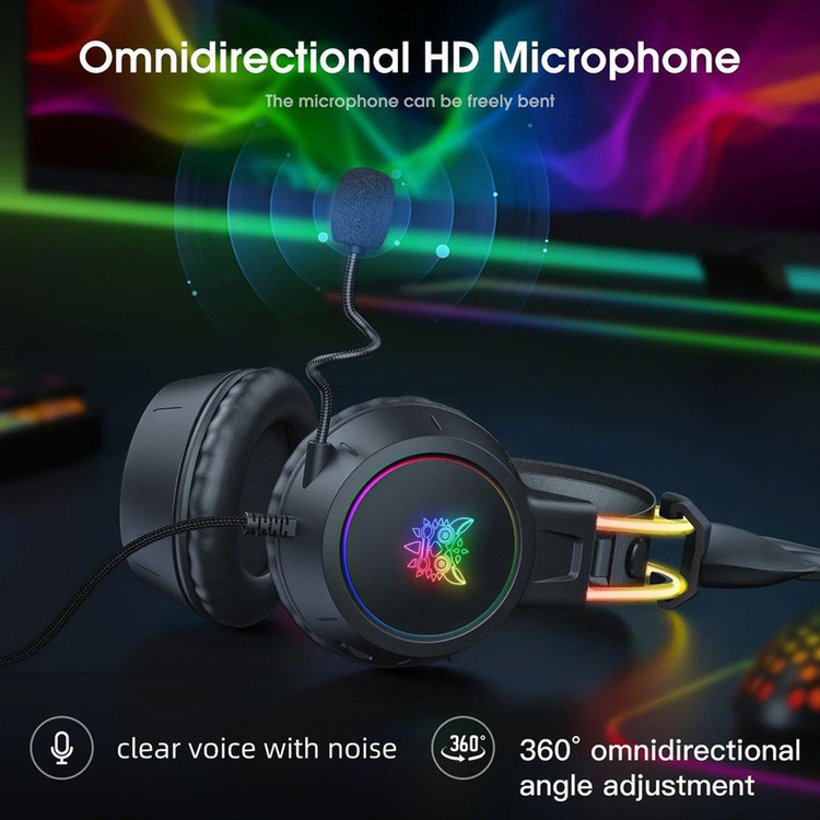 هدست گیمینگ اونیکوما مدل X15 Pro، درگاه شارژ USB، دارای نورپردازی RGB، با قابلیت اتصال به چند دستگاه