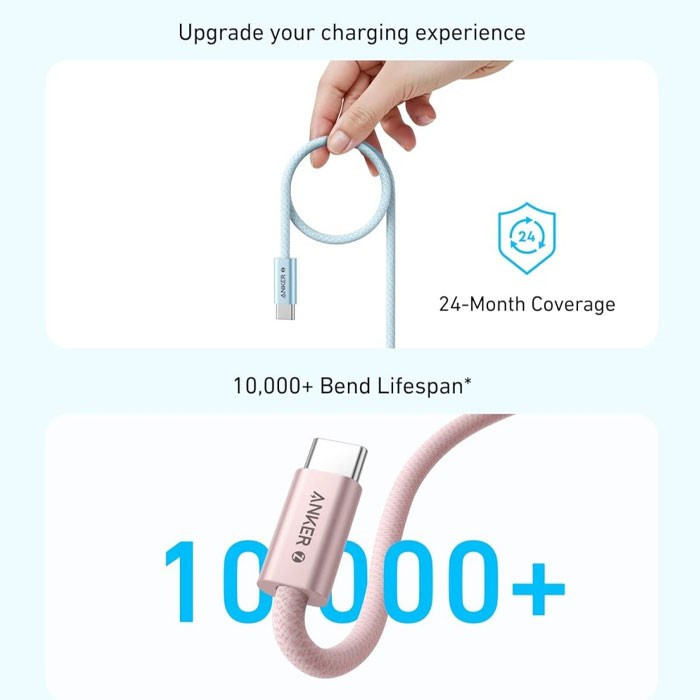 کابل تبدیل USB-C به USB-C انکر مدل Zolo A8060 طول 1.5 متر