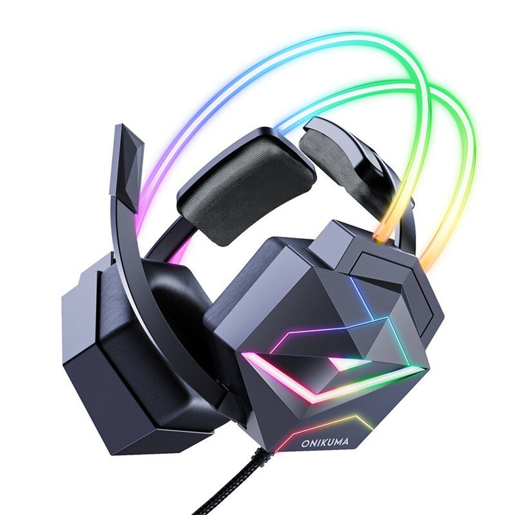 هدست گیمینگ برند اونیکوما مدل X20 با نویز کنسلینگ میکروفون، درگاه شارژ USB، دارای نورپردازی RGB، طراحی ارگونومیک و پد...