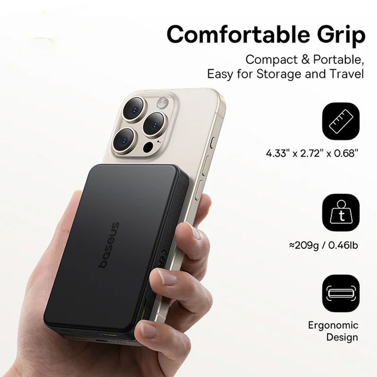 پاوربانک بی سیم 22.5 وات بیسوس مدل Airpow Qi2 Magnetic ظرفیت 10000 میلی آمپر ساعت