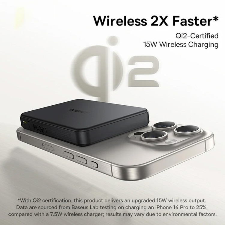 پاوربانک بی سیم 22.5 وات بیسوس مدل Airpow Qi2 Magnetic ظرفیت 10000 میلی آمپر ساعت