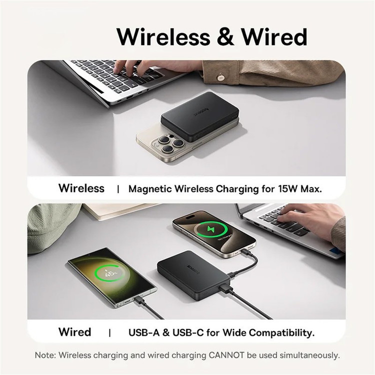 پاوربانک بی سیم 22.5 وات بیسوس مدل Airpow Qi2 Magnetic ظرفیت 10000 میلی آمپر ساعت