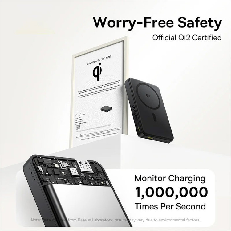 پاوربانک بی سیم 22.5 وات بیسوس مدل Airpow Qi2 Magnetic ظرفیت 10000 میلی آمپر ساعت