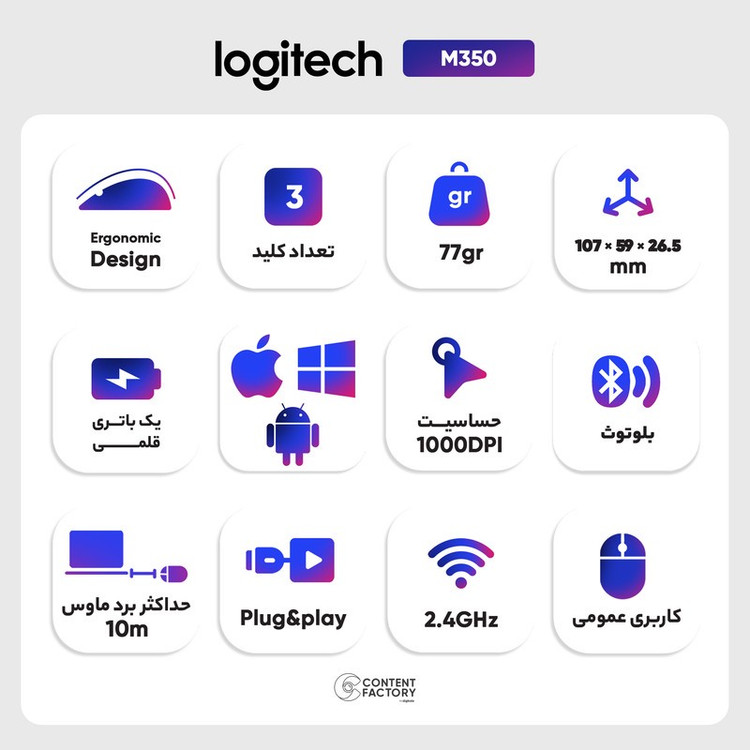 ماوس بی سیم لاجیتک مدل Pebble M350