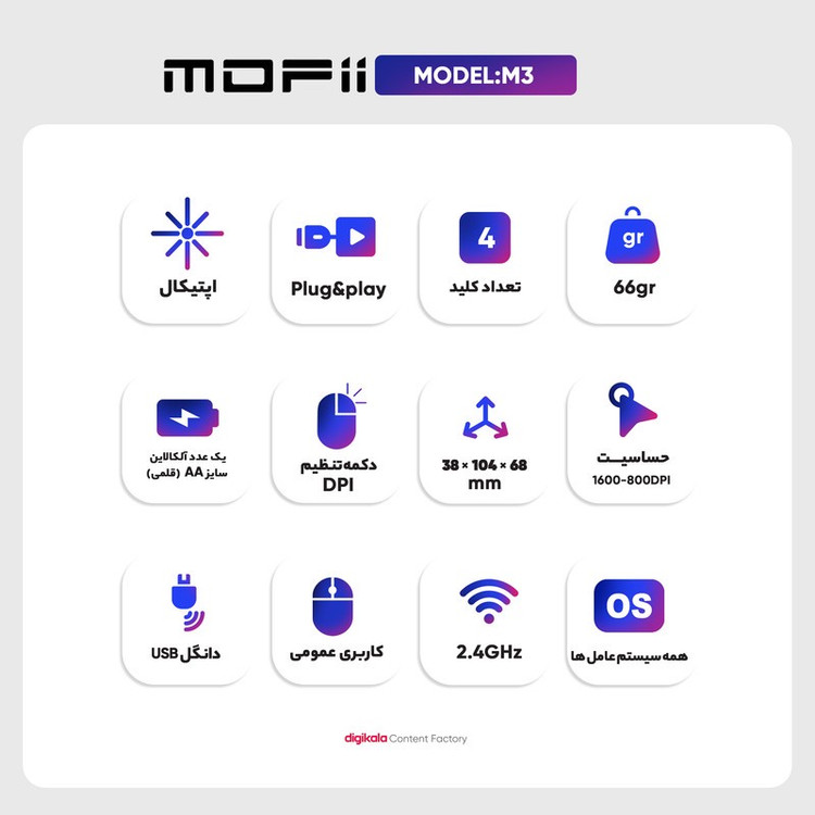 ماوس بی سیم مافی مدل M3