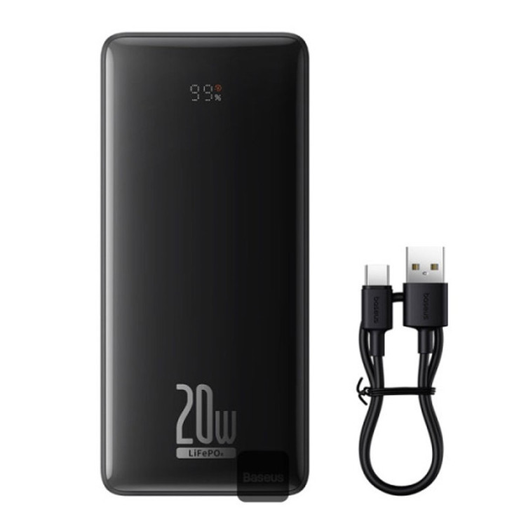 پاوربانک 20 وات باسئوس مدل LiFePO4 ظرفیت 18400 میلی آمپر ساعت به همراه کابل USB-C به USB-A