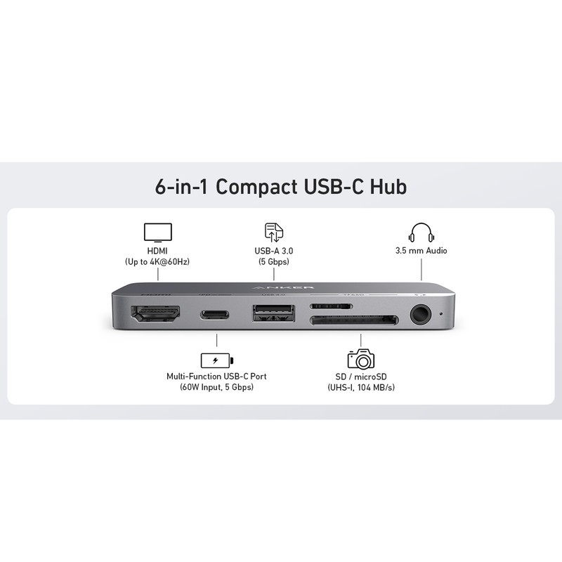 هاب 6 پورت USB-C انکر مدل Anker 541 USB-C Hub 6-in-1