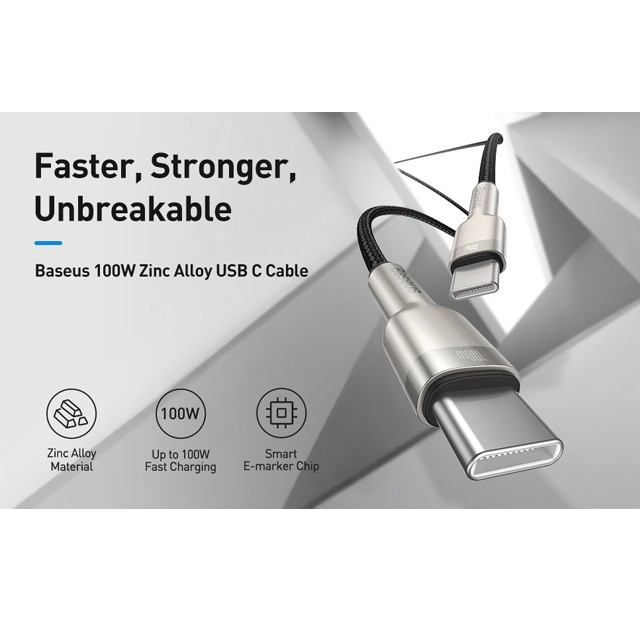 کابل تبدیل USB-C باسئوس مدل Cafule Series Metal Data Cable (100W) طول 1 متر
