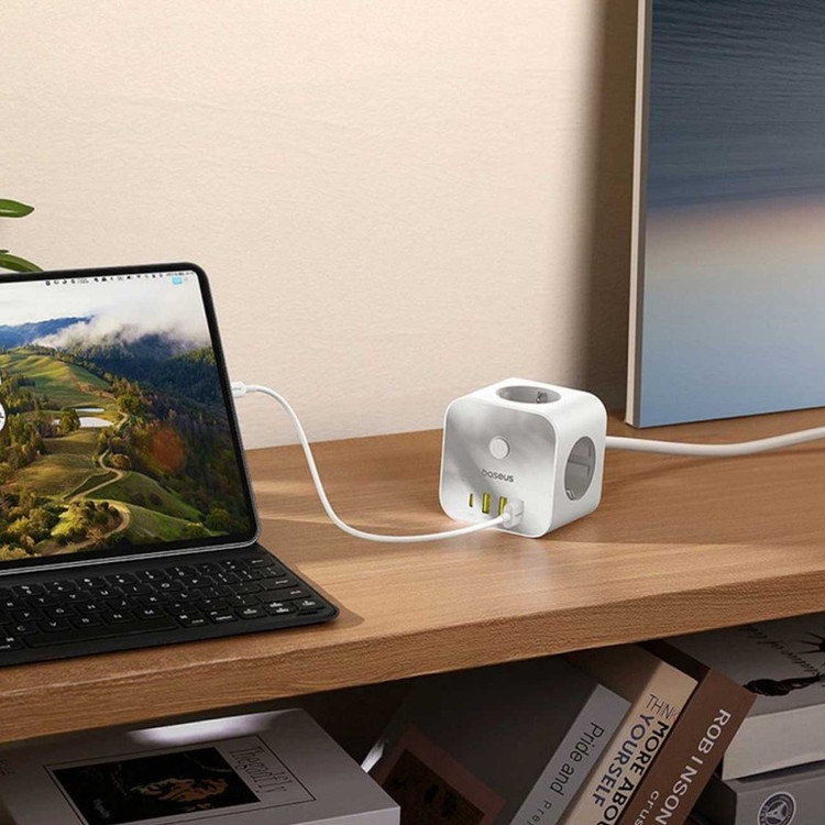 شارژر رومیزی 20 وات 4 پورت بیسوس مدل PowerCombo Cube 20w S321A