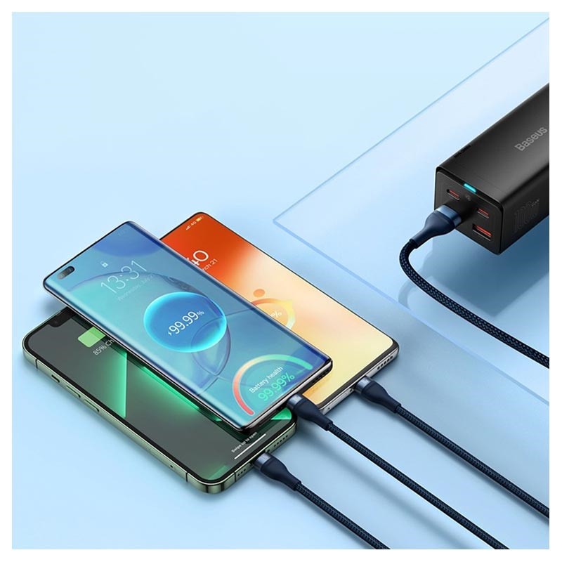 کابل تبدیل USB به USB-C microUSB لایتنینگ باسئوس مدل Flash Series 100W طول 1.2 متر