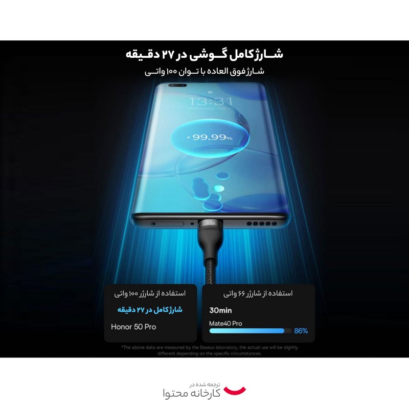 کابل تبدیل USB به USB-C microUSB لایتنینگ باسئوس مدل Flash Series 100W طول 1.2 متر