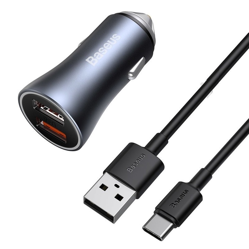 شارژر فندکی باسئوس مدل TZCCJD-40W به همراه کابل تبدیل USB-C
