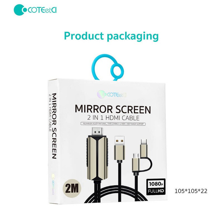 کابل تبدیل HDMI به USB-C MicroUSB کوتتسی مدل 33023 طول 2 متر