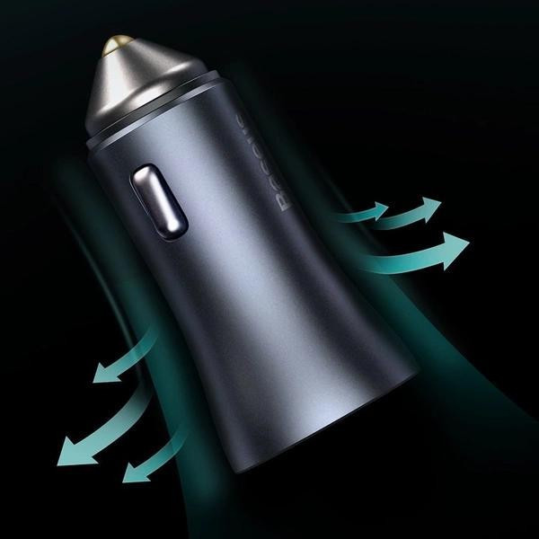 شارژر فندکی باسئوس مدل tzccjd-0g به همراه کابل تبدیل USB-C