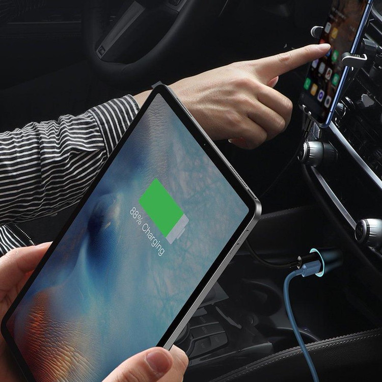 شارژر فندکی باسئوس مدل tzccjd-0g به همراه کابل تبدیل USB-C