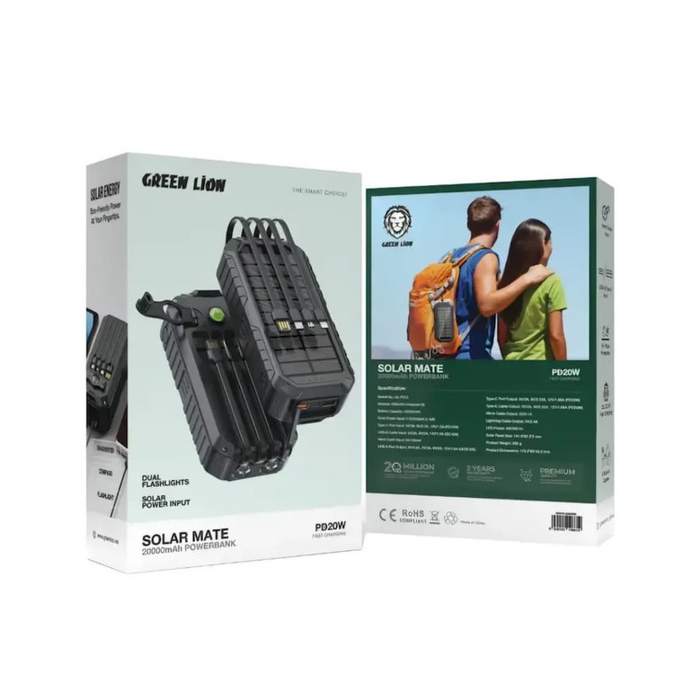 پاوربانک 22.5 وات گرین لاین مدل SOLAR MATE ظرفیت 20000 میلی آمپرساعت