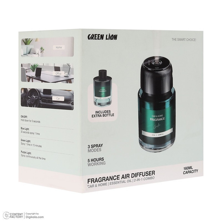 خوشبوکننده خودرو گرین لاین مدل fragrance 2in1 combo با رایحه Fresh Air حجم 160 میلی لیتر