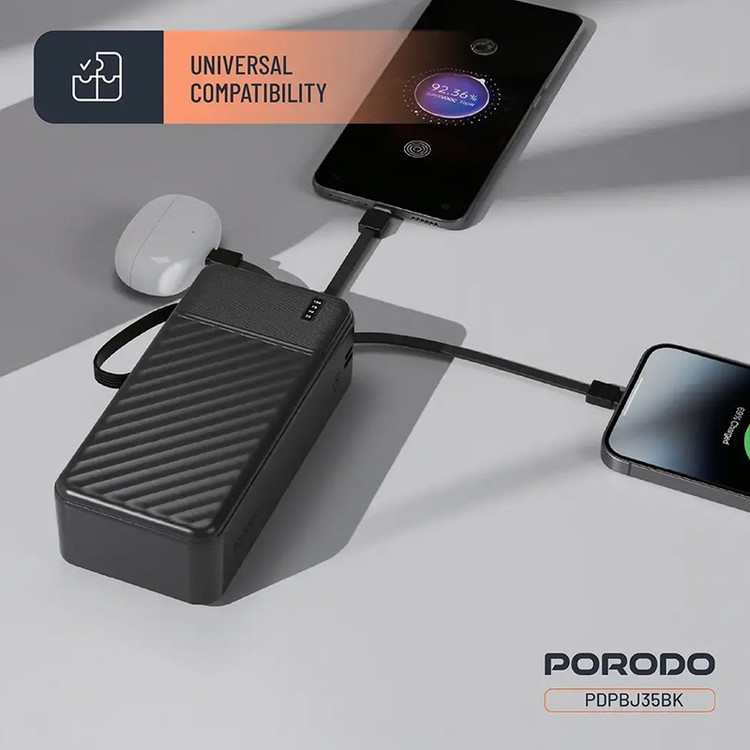 پاوربانک 10.5 وات پرودو مدل Piano-PDPBJ35BK ظرفیت 30000 میلی آمپرساعت