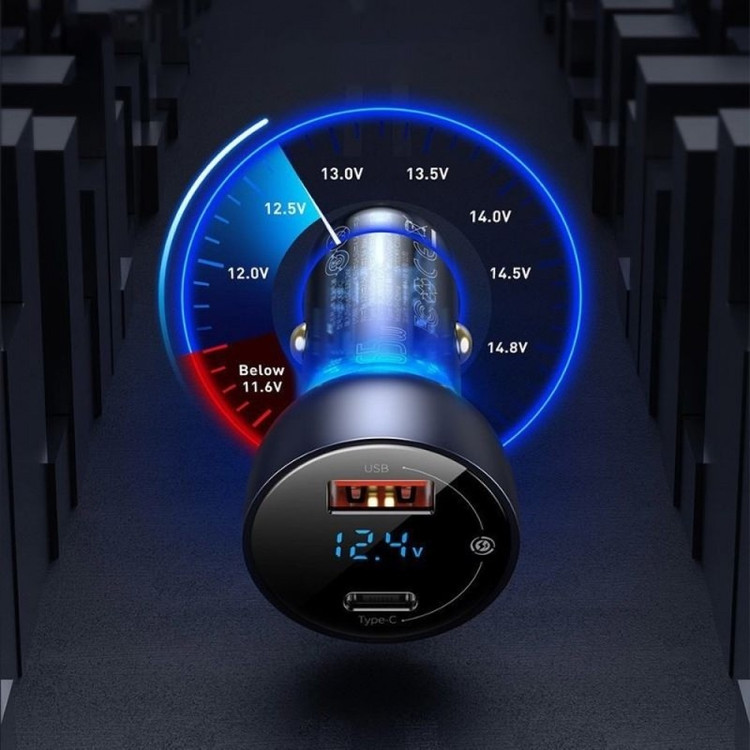 شارژر فندکی 65 وات باسئوس مدل Particular Digital Display QC PPS