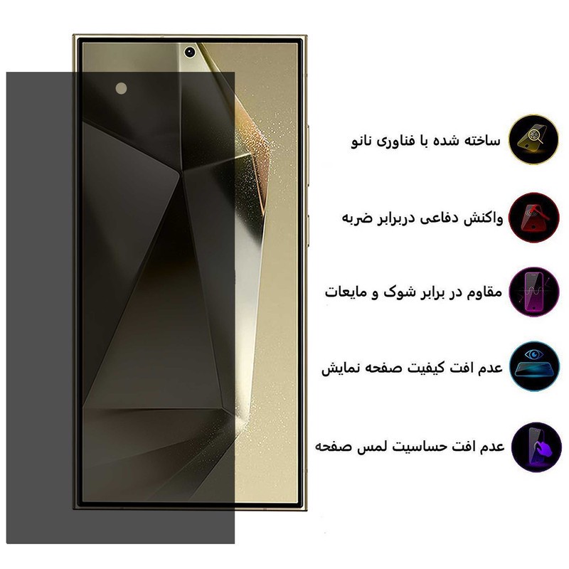 محافظ صفحه نمایش حریم شخصی بوف مدل Silicone-Privacy مناسب برای گوشی موبایل سامسونگ Galaxy S24 Ultra S23 Ultra S22 Ultra
