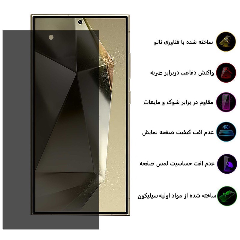 محافظ صفحه نمایش حریم شخصی بوف مدل Silicone-Privacy مناسب برای گوشی موبایل سامسونگ Galaxy S24 Ultra S23 Ultra S22 Ultra
