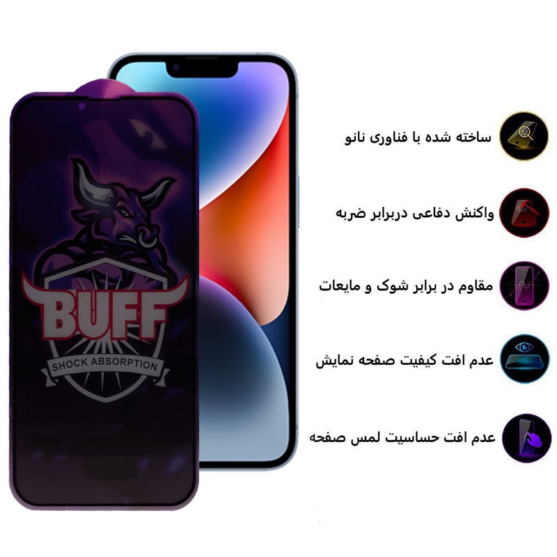 محافظ صفحه نمایش حریم شخصی بوف مدل Privacy Pro Plus مناسب برای گوشی موبایل اپل iPhone 13 13 Pro 14