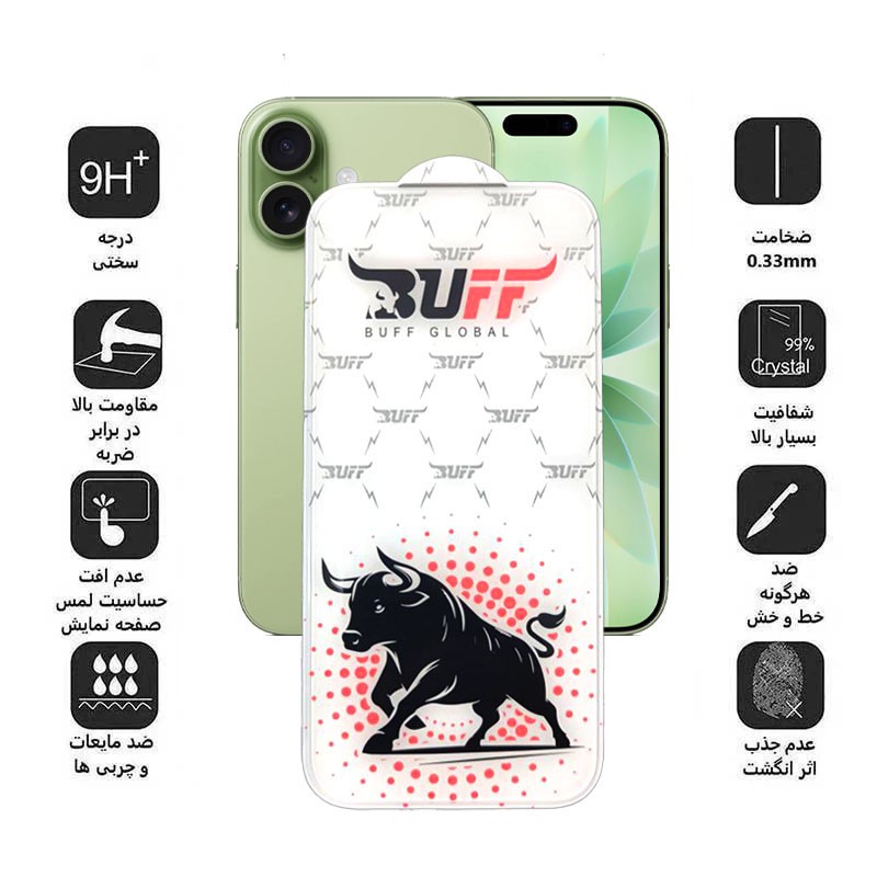 محافظ صفحه نمایش بوف مدل Fighter Clear Edge مناسب برای گوشی موبایل اپل iPhone 17 Pro 17 16 Pro
