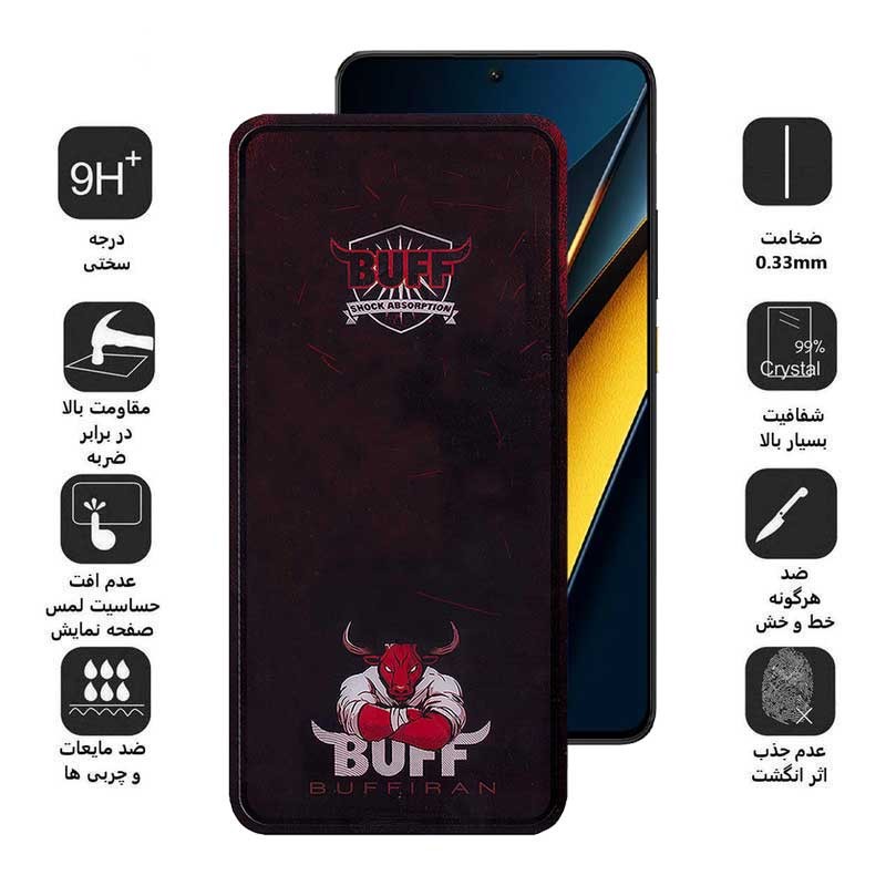محافظ صفحه نمایش بوف مدل Muscle-Bull مناسب برای گوشی موبایل شیائومی Poco X6 Pro 5G Poco X6 5G Poco M6 Pro 4G