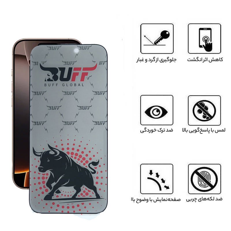 محافظ صفحه نمایش حریم شخصی بوف مدل Fighter Pri Pro مناسب برای گوشی موبایل اپل iPhone 16 Pro Max