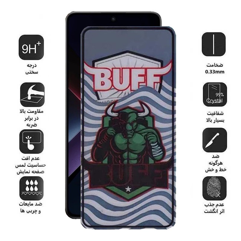 محافظ صفحه نمایش 5D بوف مدل Super Power-G مناسب برای گوشی موبایل شیائومی Poco X7 Pro Redmi Note 14