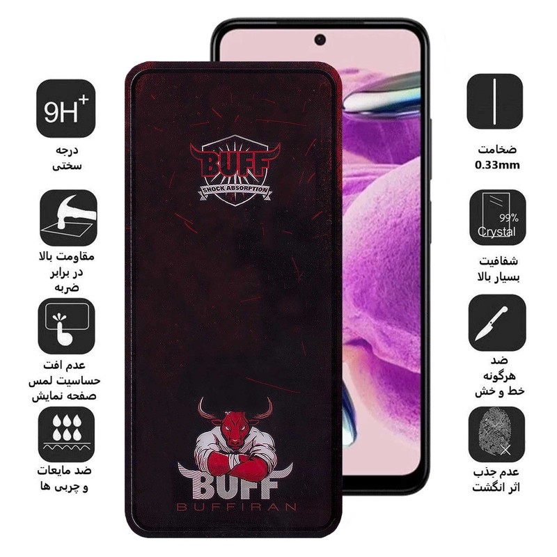 محافظ صفحه نمایش بوف مدل Muscle-Bull-G مناسب برای گوشی موبایل شیائومی Redmi Note 12s Poco M4 Pro 4G Poco M5s