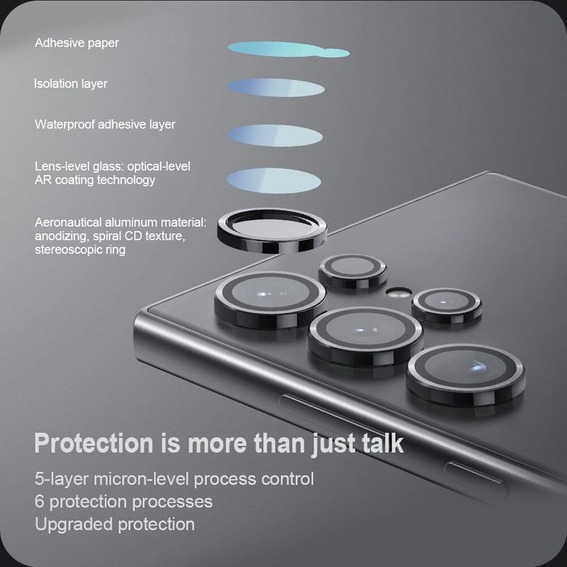 محافظ لنز دوربین فلزی بوف مدل Aluminum Metal-Guarantee مناسب برای گوشی موبایل Galaxy S24 Ultra