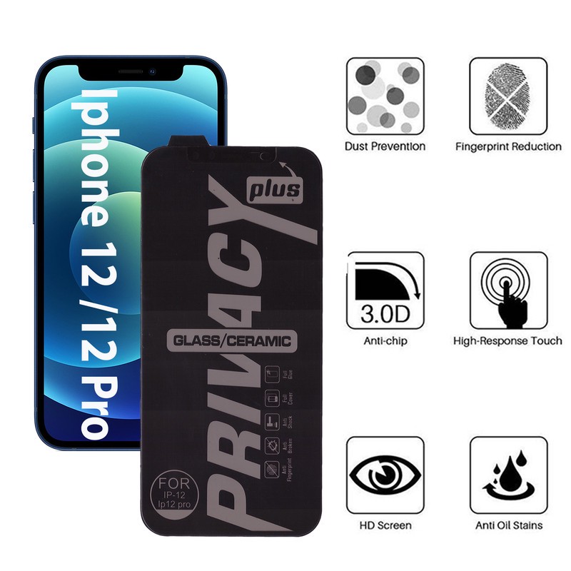 محافظ صفحه نمایش سرامیکی حریم شخصی بوف مدل ld مناسب برای گوشی موبایل اپل Iphone 12 Iphone 12 Pro