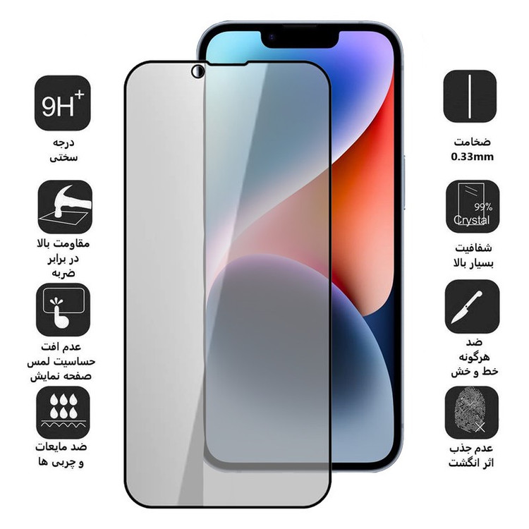 محافظ صفحه نمایش حریم شخصی بوف مدل Privacy-G مناسب برای گوشی موبایل اپل Iphone 14 Plus