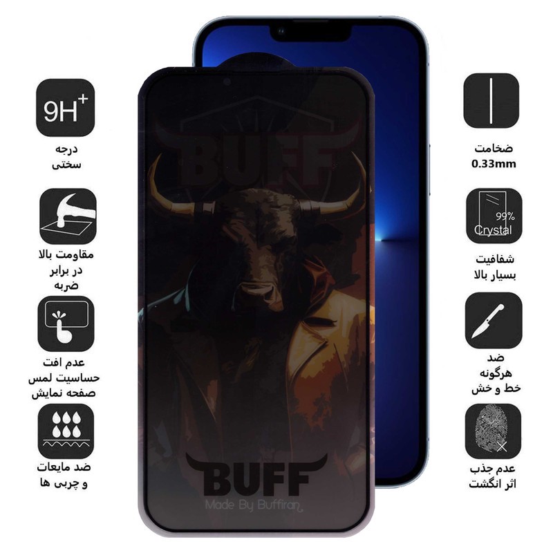 محافظ صفحه نمایش حریم شخصی بوف مدل Privacy Pro Plus مناسب برای گوشی موبایل اپل iPhone 13 Pro Max 14 Plus