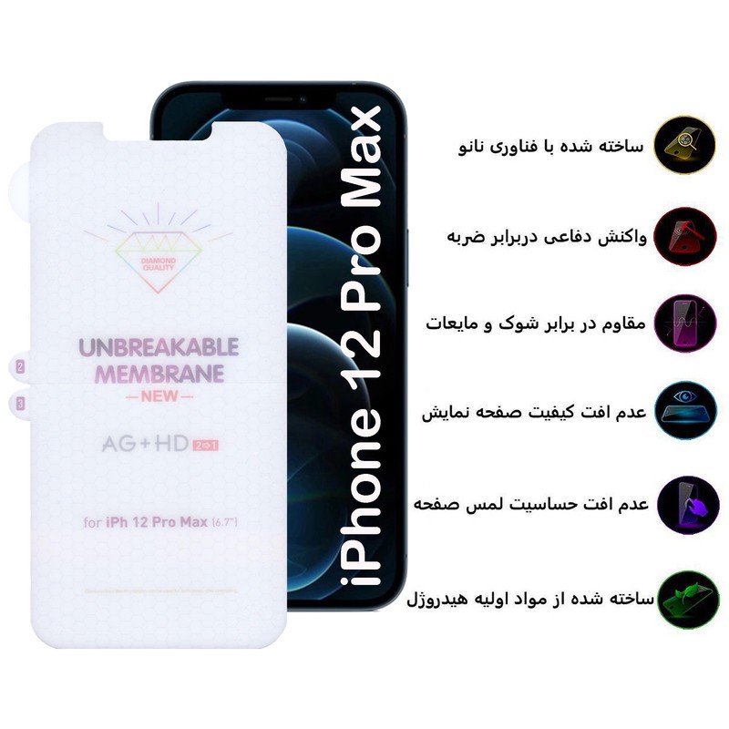 محافظ صفحه نمایش بوف مدل Hydrogel-Double مناسب برای گوشی موبایل اپل iPhone 12 Pro Max