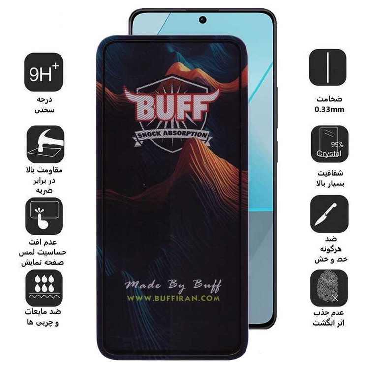 محافظ صفحه نمایش 5D بوف مدل Mountain-G مناسب برای گوشی موبایل شیائومی Redmi Note 13 Pro 4G 5G Note 13 4G 5G Note 13R Pro